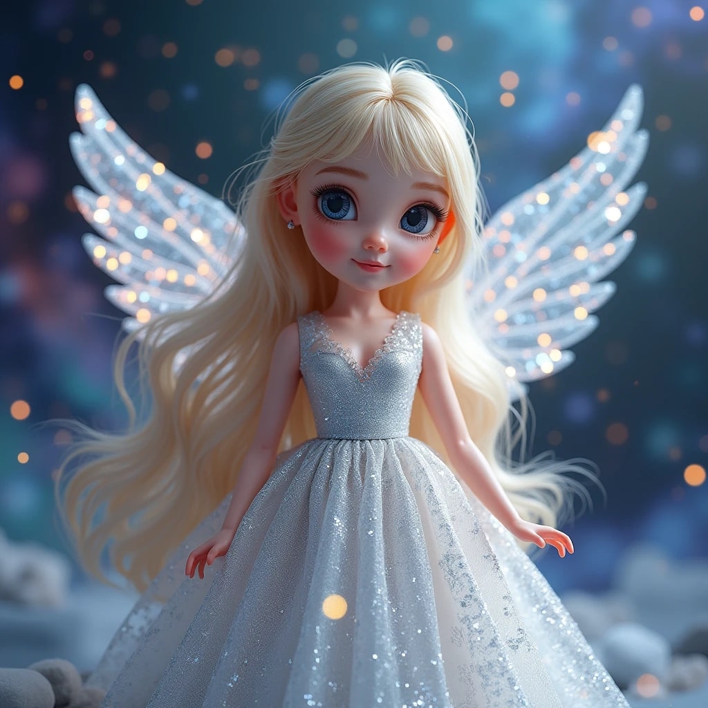 WhatsApp DP angel cute doll images featuring a doll surrounded by glowing stars.