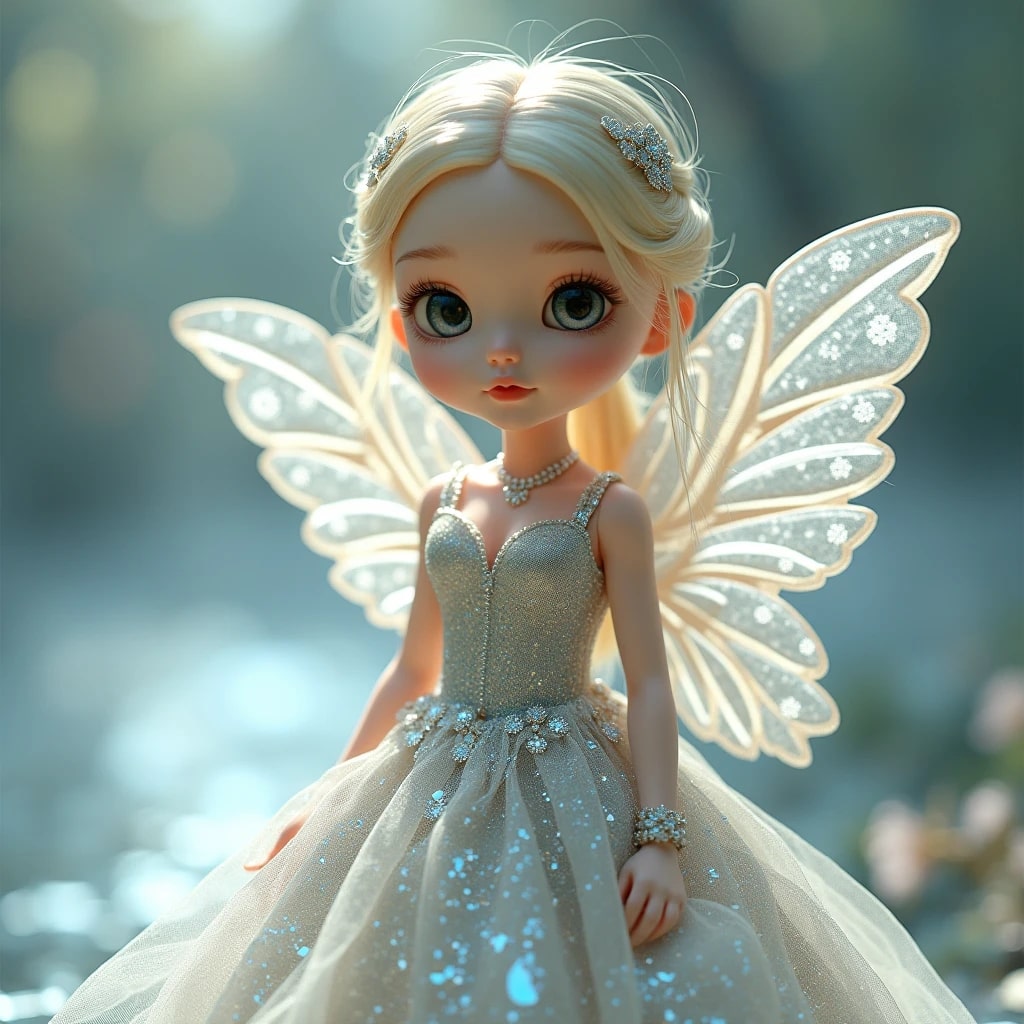 WhatsApp DP angel cute doll images with a playful angel doll sitting on a glowing cloud.