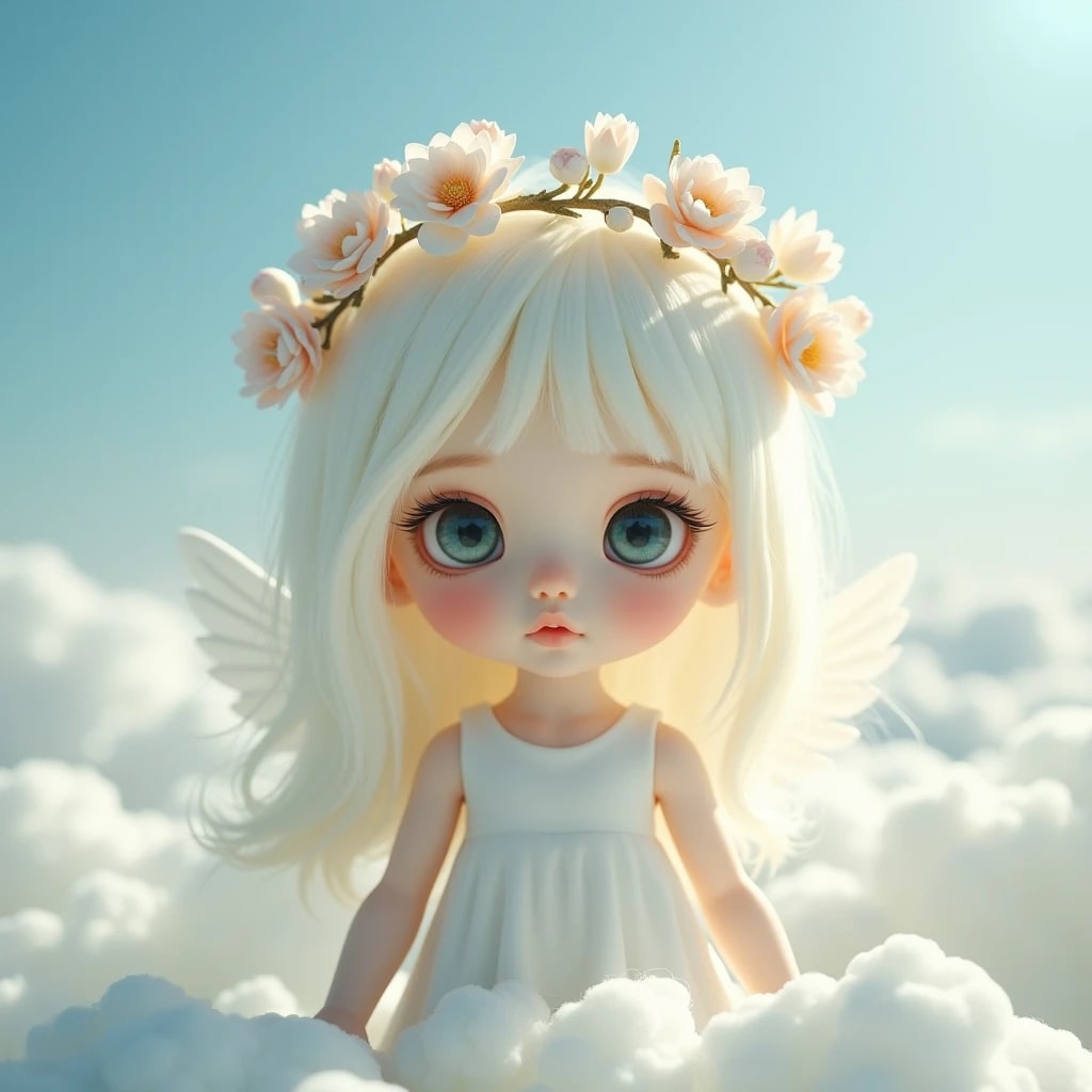 WhatsApp DP angel cute doll images with a modern doll holding a glowing heart.